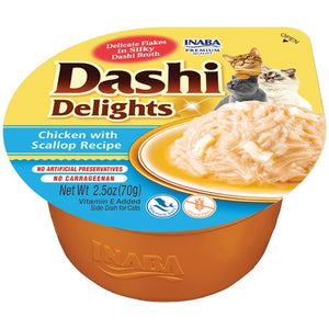 Inaba Dashi Delights Chicken with Scallop Flavored Bits in Broth Cat Food Topping - PetMountain.com