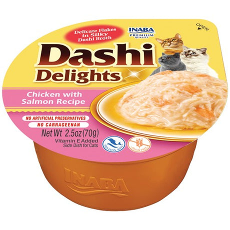 Inaba Dashi Delights Chicken with Salmon Flavored Bits in Broth Cat Food Topping - PetMountain.com