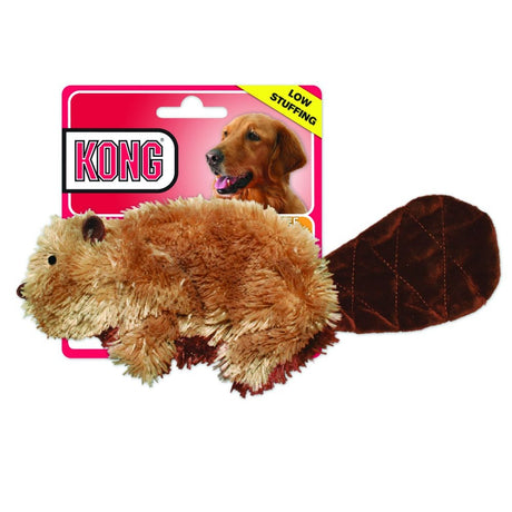 Small - 6 count KONG Beaver Plush Low Stuffing Dog Toy
