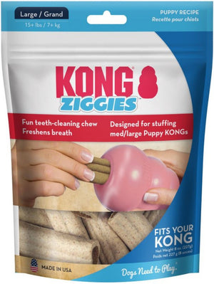 48 oz (6 x 8 oz) KONG Ziggies Puppy Recipe Teeth Cleaning Dog Chew Large