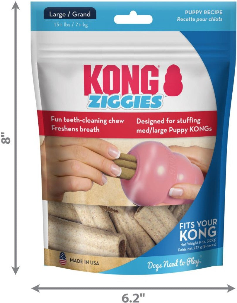48 oz (6 x 8 oz) KONG Ziggies Puppy Recipe Teeth Cleaning Dog Chew Large