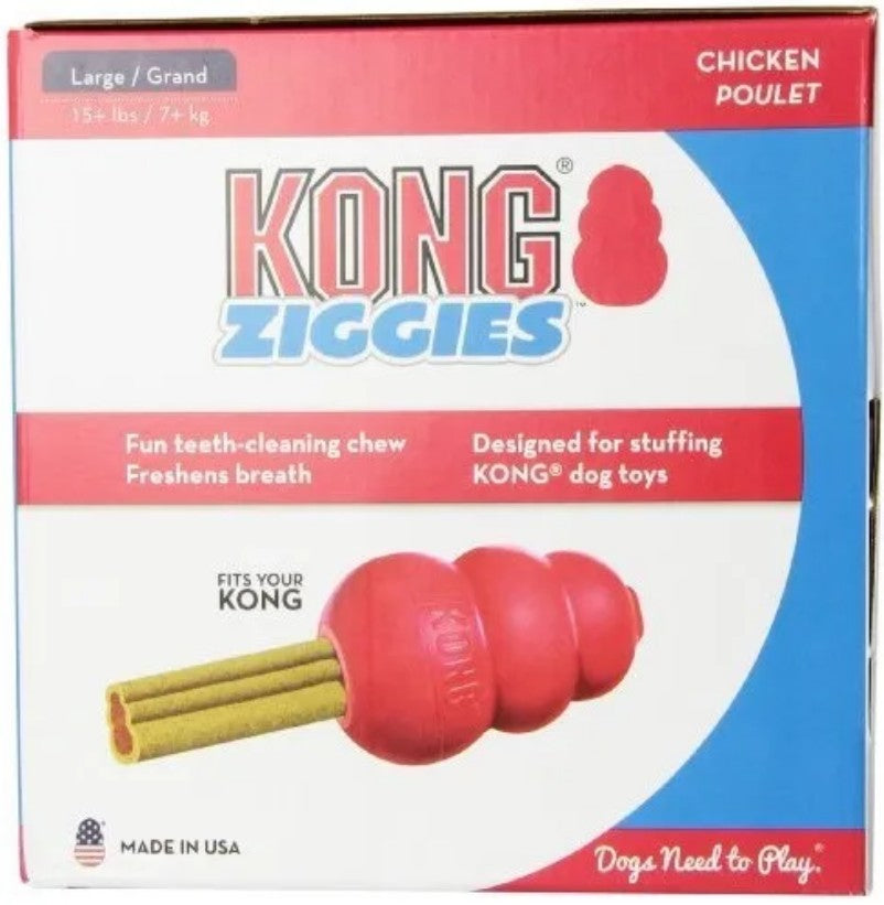 112 oz (2 x 56 oz) KONG Ziggies Dog Dental Chew Chicken Recipe Large