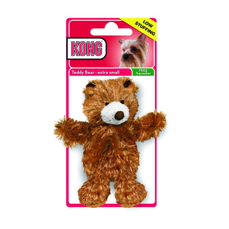 X-Small - 12 count KONG Teddy Bear Low Stuffing Squeaker Dog Toy