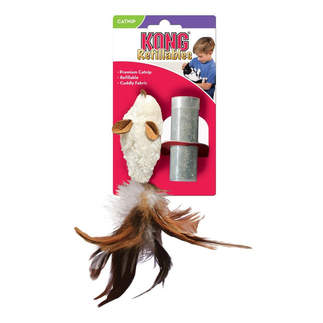 KONG Feather Tailed Mouse Cat Toy with Catnip Refill - PetMountain.com