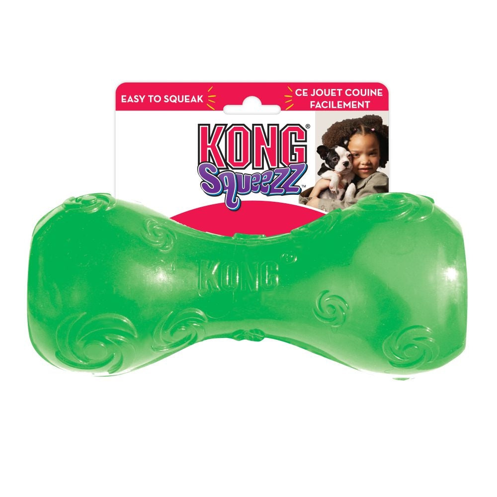 Small - 1 count KONG Squeezz Dumbbell Squeaker Dog Toy