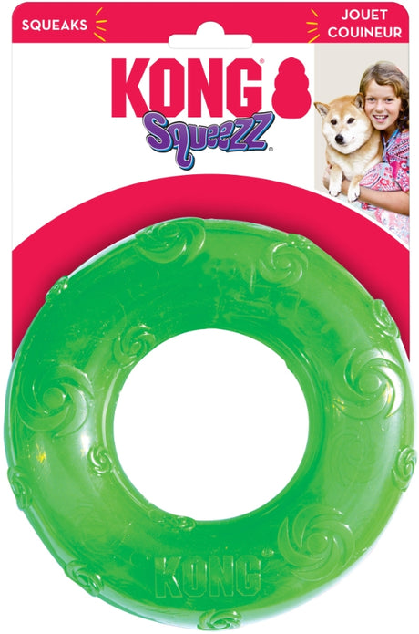 6 count KONG Squeezz Ring Squeaker Dog Toy Large