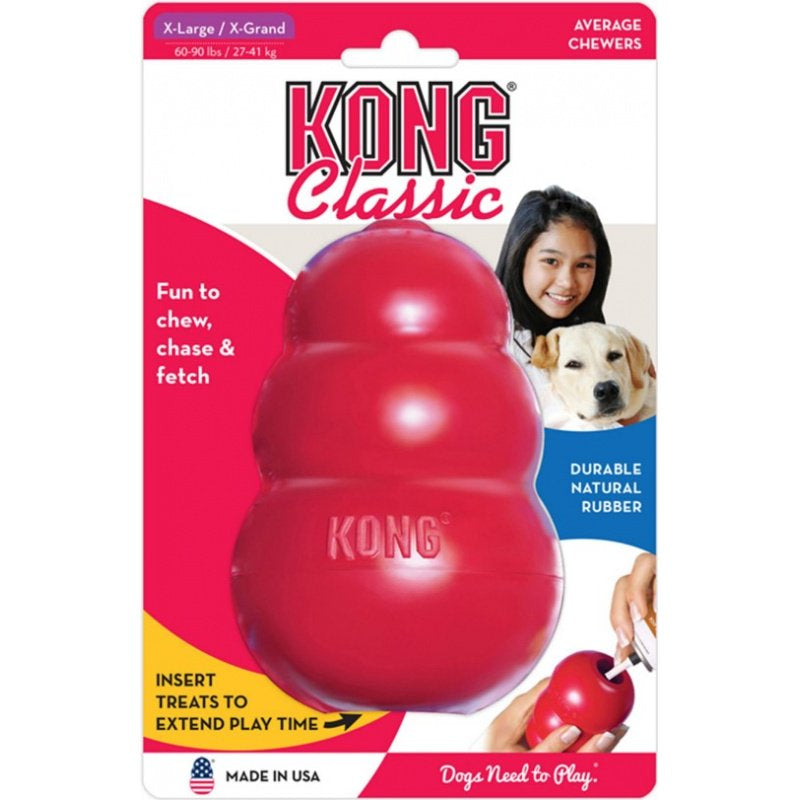 X-Large - 1 count KONG Classic Durable Natural Rubber Chew, Chase, and Fetch Dog Toy