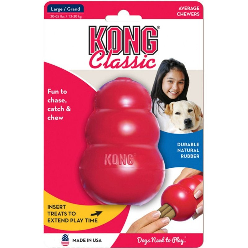 Large - 1 count KONG Classic Durable Natural Rubber Chew, Chase, and Fetch Dog Toy