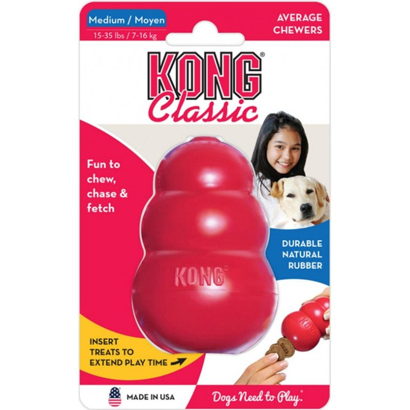 Medium - 1 count KONG Classic Durable Natural Rubber Chew, Chase, and Fetch Dog Toy