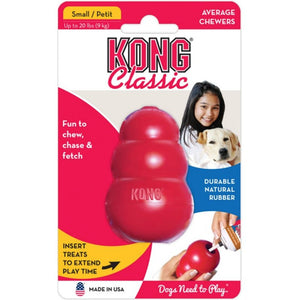 Small - 1 count KONG Classic Durable Natural Rubber Chew, Chase, and Fetch Dog Toy