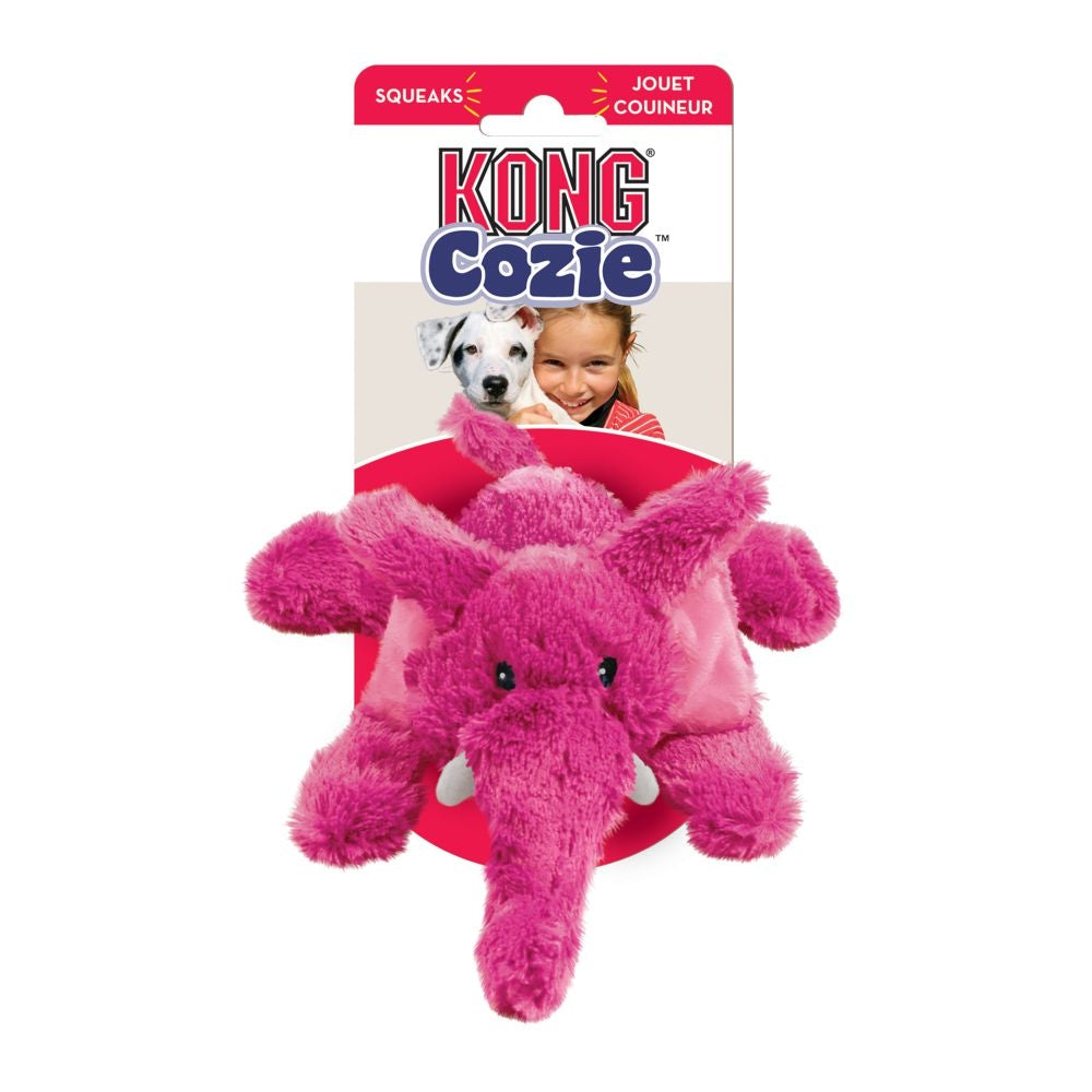 KONG Cozie Elmer the Elephant Squeaker Dog Toy Medium - PetMountain.com