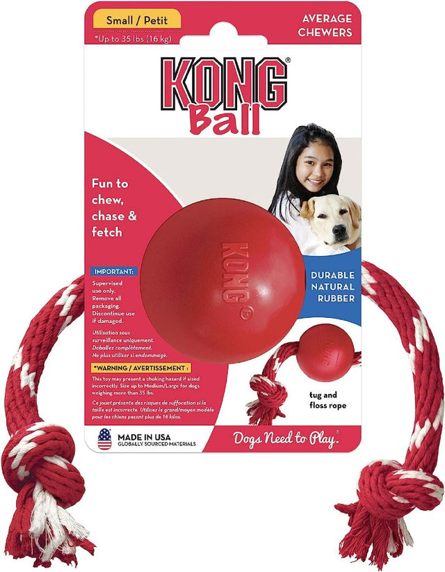 KONG Ball With Rope Dog Toy Small - PetMountain.com