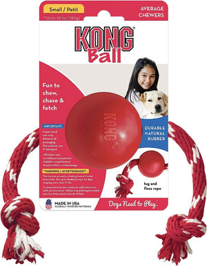 3 count KONG Ball With Rope Dog Toy Small