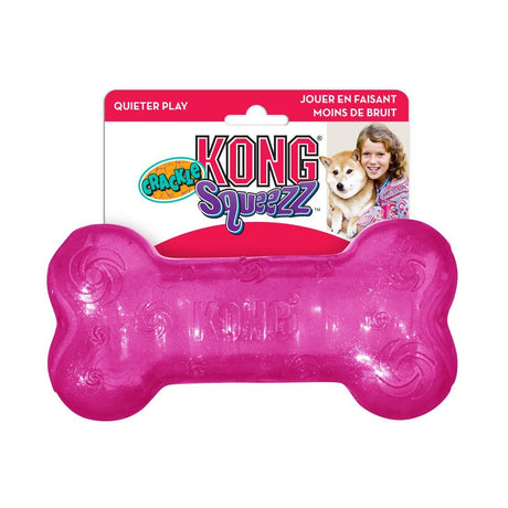 KONG Squeezz Crackle Bone Dog Toy Medium - PetMountain.com