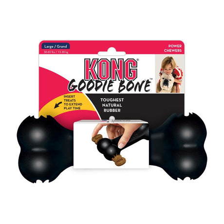 Large - 1 count KONG Goodie Bone Dog Toy for Power Chewers Black