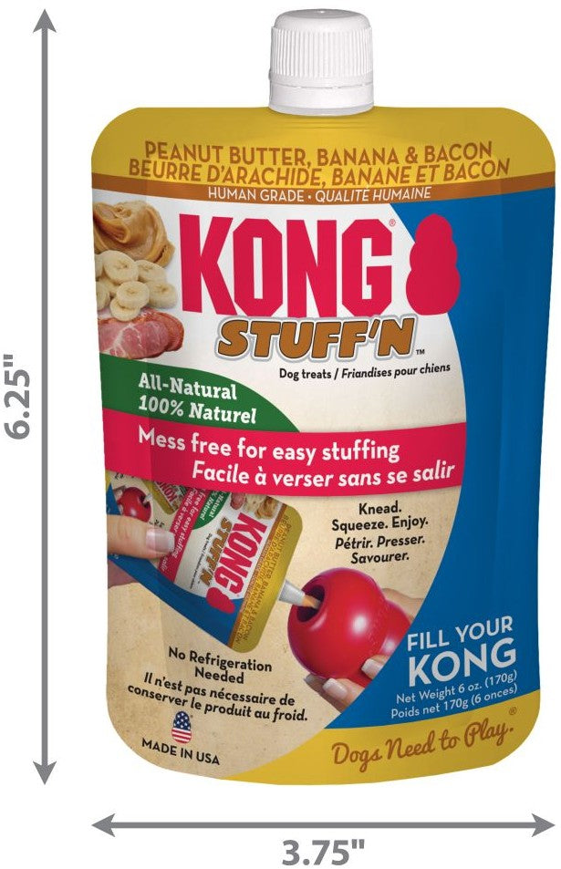 36 oz (6 x 6 oz) KONG Stuff'N All Natural Peanut Butter, Banana and Bacon for Dogs