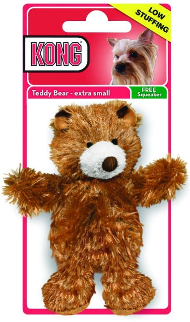 Medium - 1 count KONG Teddy Bear Low Stuffing Squeaker Dog Toy