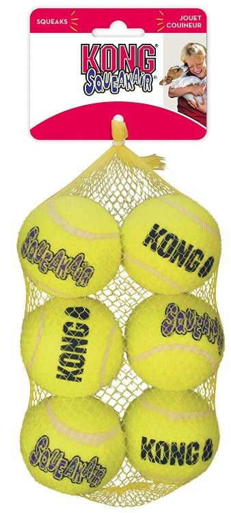 6 count KONG Air Dog Squeaker Tennis Balls Medium Dog Toy