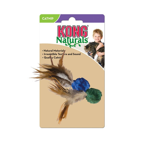 6 count (3 x 2 ct) KONG Crinkle Ball with Feathers Cat Toy