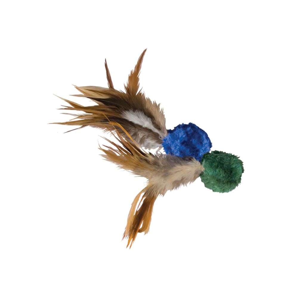 6 count (3 x 2 ct) KONG Crinkle Ball with Feathers Cat Toy