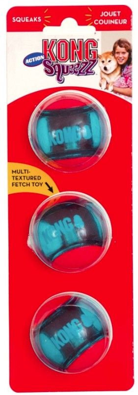 Medium - 45 count (15 x 3 ct) KONG Squeezz Action Ball Red