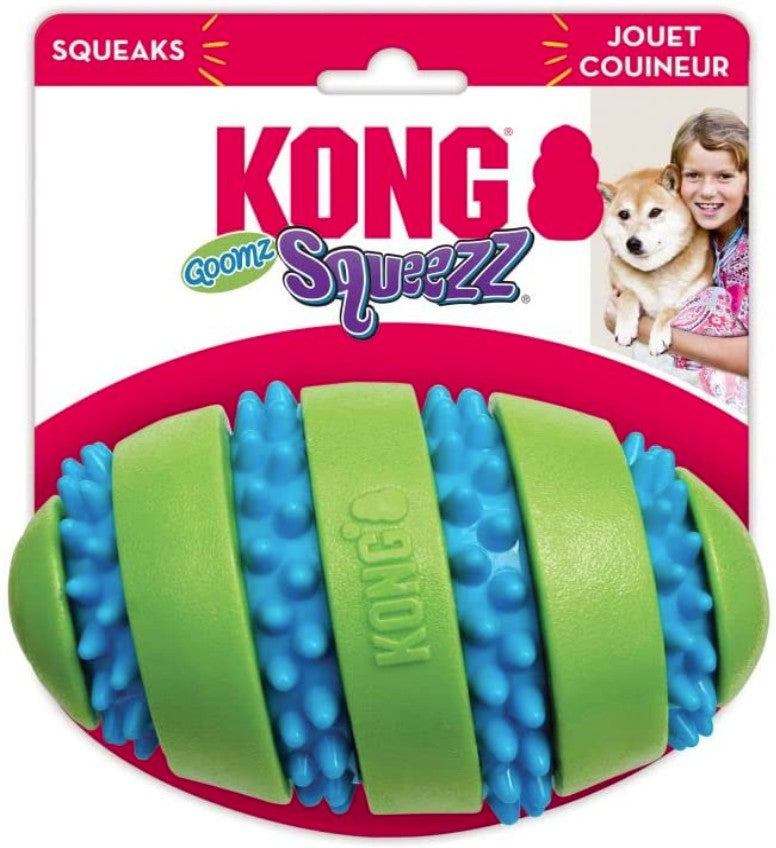 Large - 6 count KONG Goomz Squeezz Football Squeaker Dog Toy