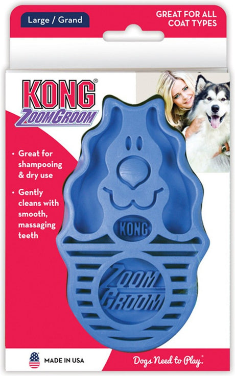 3 count KONG Zoom Groom Brush for Dogs Boysenberry Large