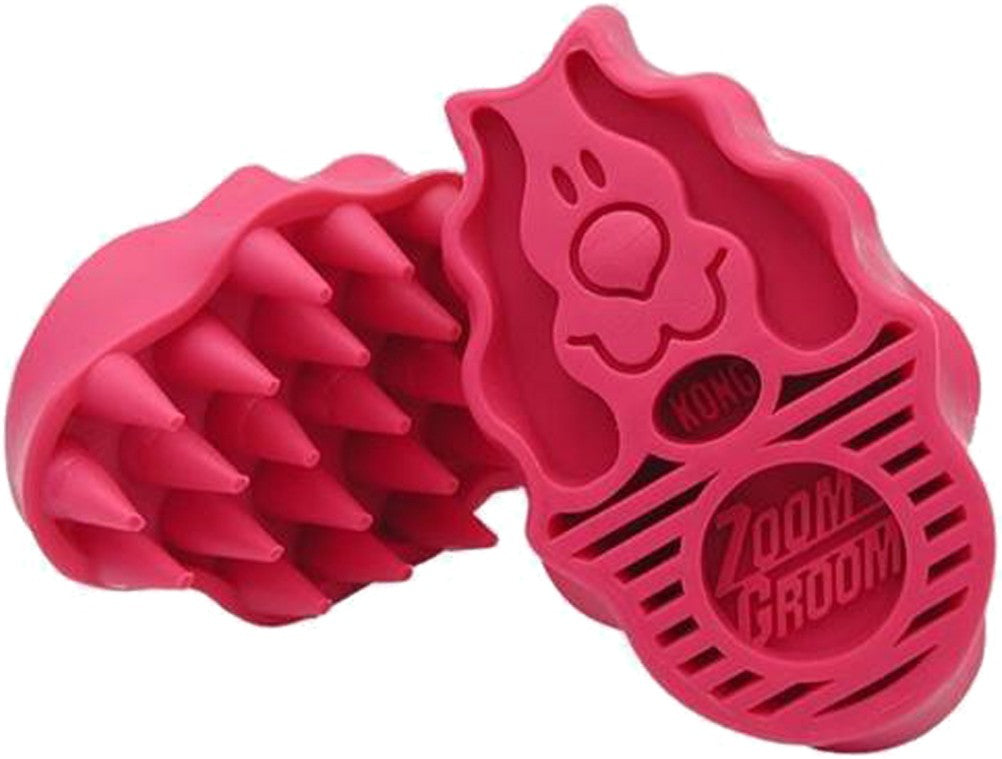 Large - 1 count KONG Zoom Groom Brush for Dogs Raspberry