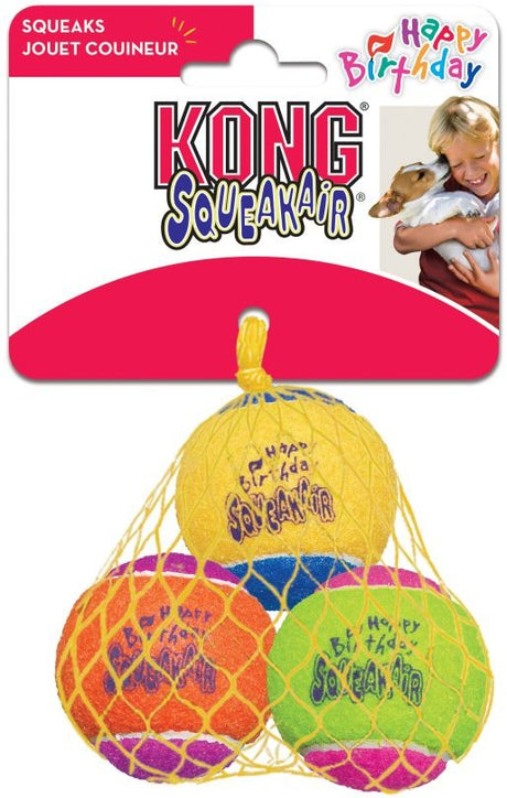 KONG Squeaker Birthday Tennis Balls Medium - PetMountain.com