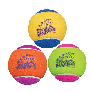 3 count KONG Squeaker Birthday Tennis Balls Medium