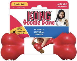 Small - 3 count KONG Goodie Bone Durable Rubber Dog Chew Toy Red