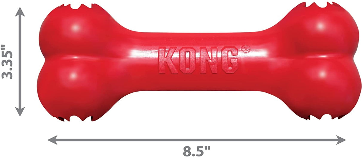 Large - 3 count KONG Goodie Bone Durable Rubber Dog Chew Toy Red