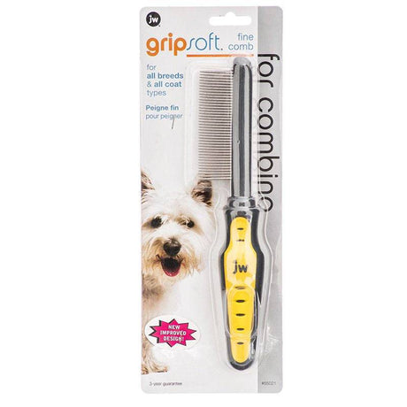 JW Pet GripSoft Fine Comb for Combing All Dog Breeds and Coat Types - PetMountain.com