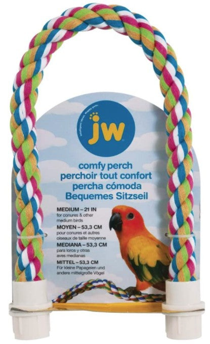 Medium - 12 count JW Pet Flexible Multi-Color Comfy Rope Perch for Birds