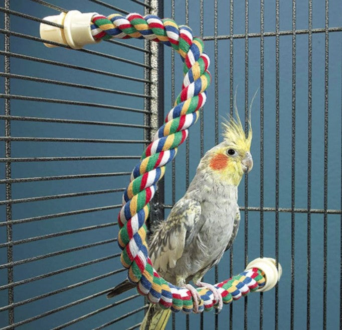 Small - 6 count JW Pet Flexible Multi-Color Comfy Rope Perch for Birds
