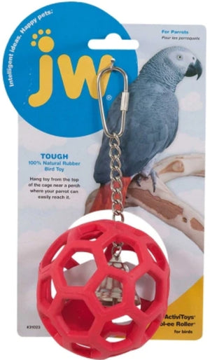 4 count JW Pet Insight Pet Hol-ee Roller Rubber Parrot Toy Assorted Colors