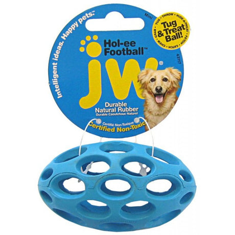1 count JW Pet Hol-ee Football Rubber Dog Toy Mini