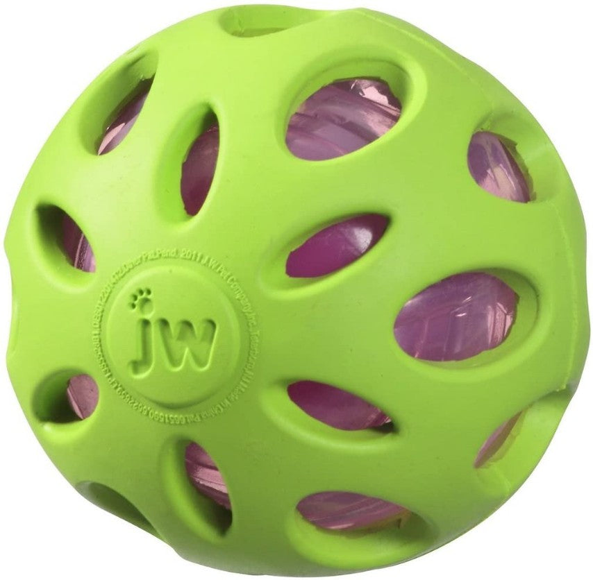 3 count JW Pet Crackle Heads Rubber Ball Dog Toy Medium