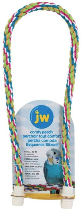 Small - 7 count JW Pet Flexible Multi-Color Comfy Rope Perch 32" Long for Birds