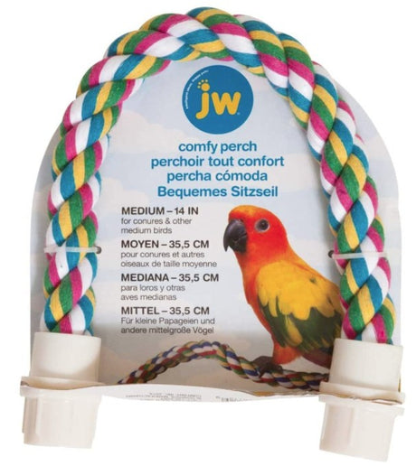 Medium - 1 count JW Pet Flexible Multi-Color Comfy Rope Perch 14" Long for Birds