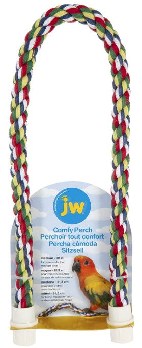 Medium - 9 count JW Pet Flexible Multi-Color Comfy Rope Perch 32" Long for Birds