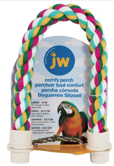 Large - 5 count JW Pet Flexible Multi-Color Comfy Rope Perch for Birds