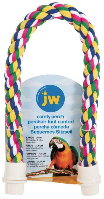 Large - 3 count JW Pet Flexible Multi-Color Comfy Rope Perch 28" Long for Birds
