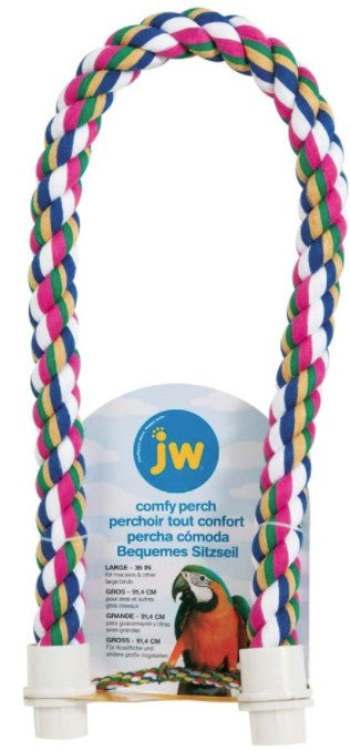 Large - 3 count JW Pet Flexible Multi-Color Comfy Rope Perch 36" Long for Birds