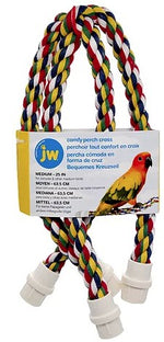 Medium - 1 count JW Pet Flexible Multi-Color Cross Rope Perch 25" Long for Birds