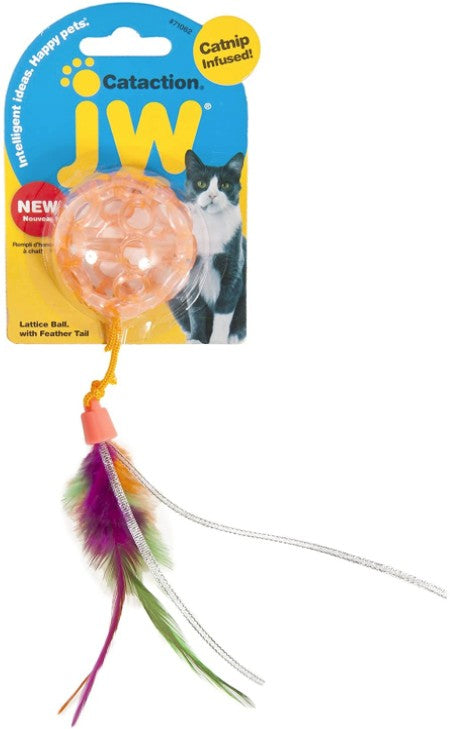 1 count JW Pet Cataction Catnip Infused Lattice Ball Cat Toy With Tail