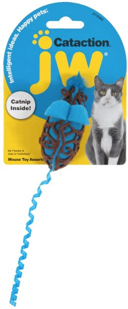 3 count JW Pet Cataction Catnip Mouse Cat Toy With Rope Tail