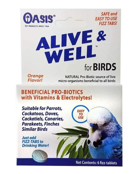 6 count Oasis Alive and Well, Stress Preventative and Pro-Biotic Tablets for Birds