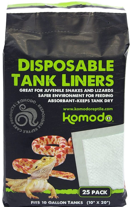 75 count (3 x 25 ct) Komodo Repti-Pads Disposable Tank Liners 10 x 20 Inch