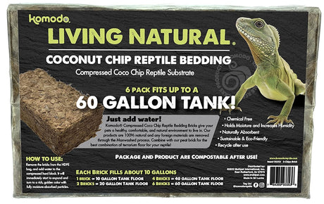 3 count Komodo Living Natural Coconut Chip Reptile Bedding Brick